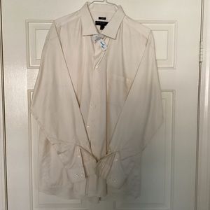 Pronto Uoma Slim Fit Non Iron Dress Shirt 19 36/37 Tall Ivory/Cream